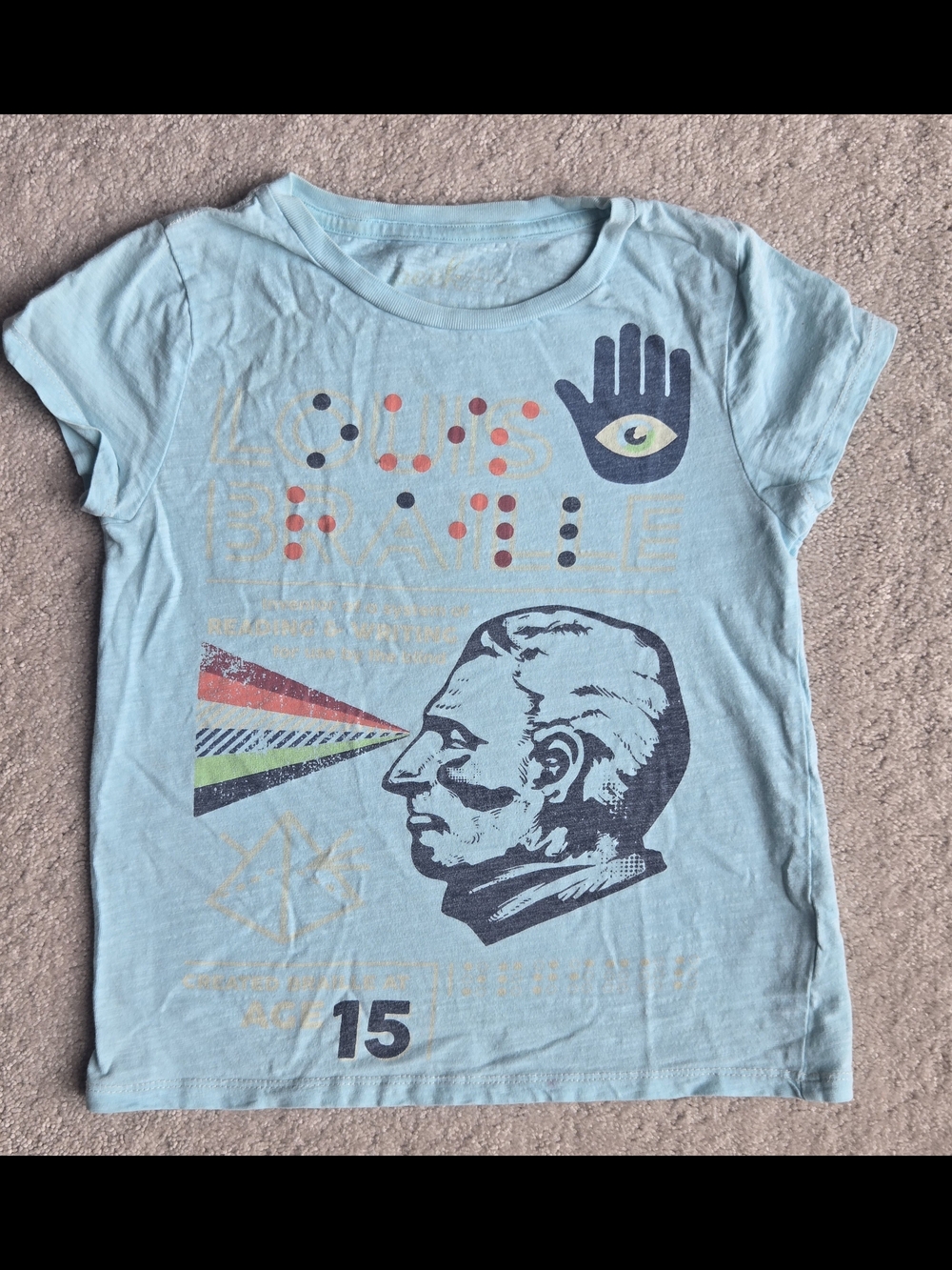 Peek Light Blue Short Sleeve Tee with Multicolor Graphic